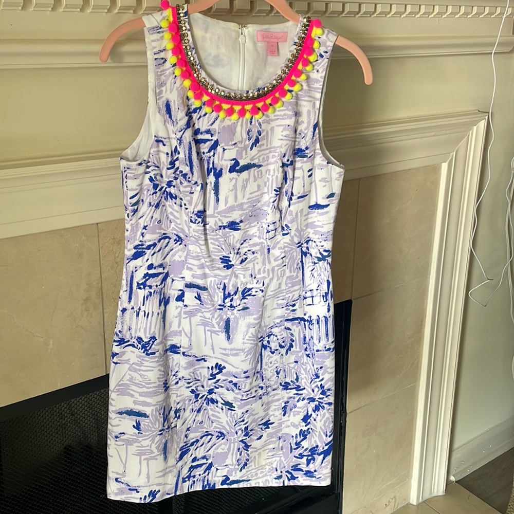 Lilly Pulitzer Blue and White Dress with Pink Accents